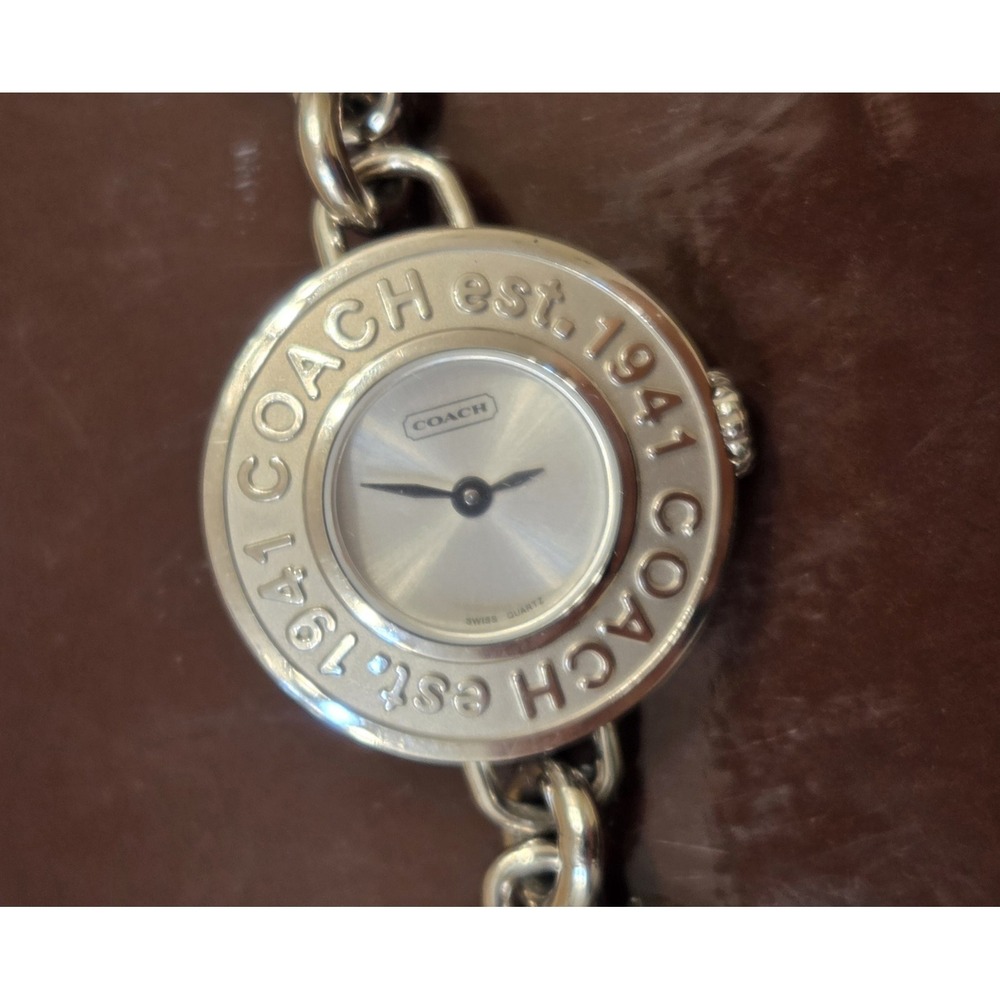 Rare Vintage Coach Watch Coin Bracelet Toggle Clasp 7.5" Excellent Condition - Picture 7 of 8